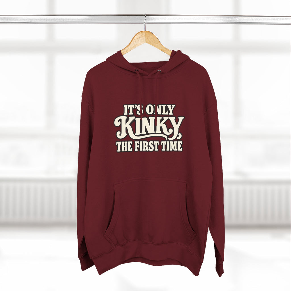 Kinky The First Time Hoodie — Funny Retro Script Graphic Sweatshirt