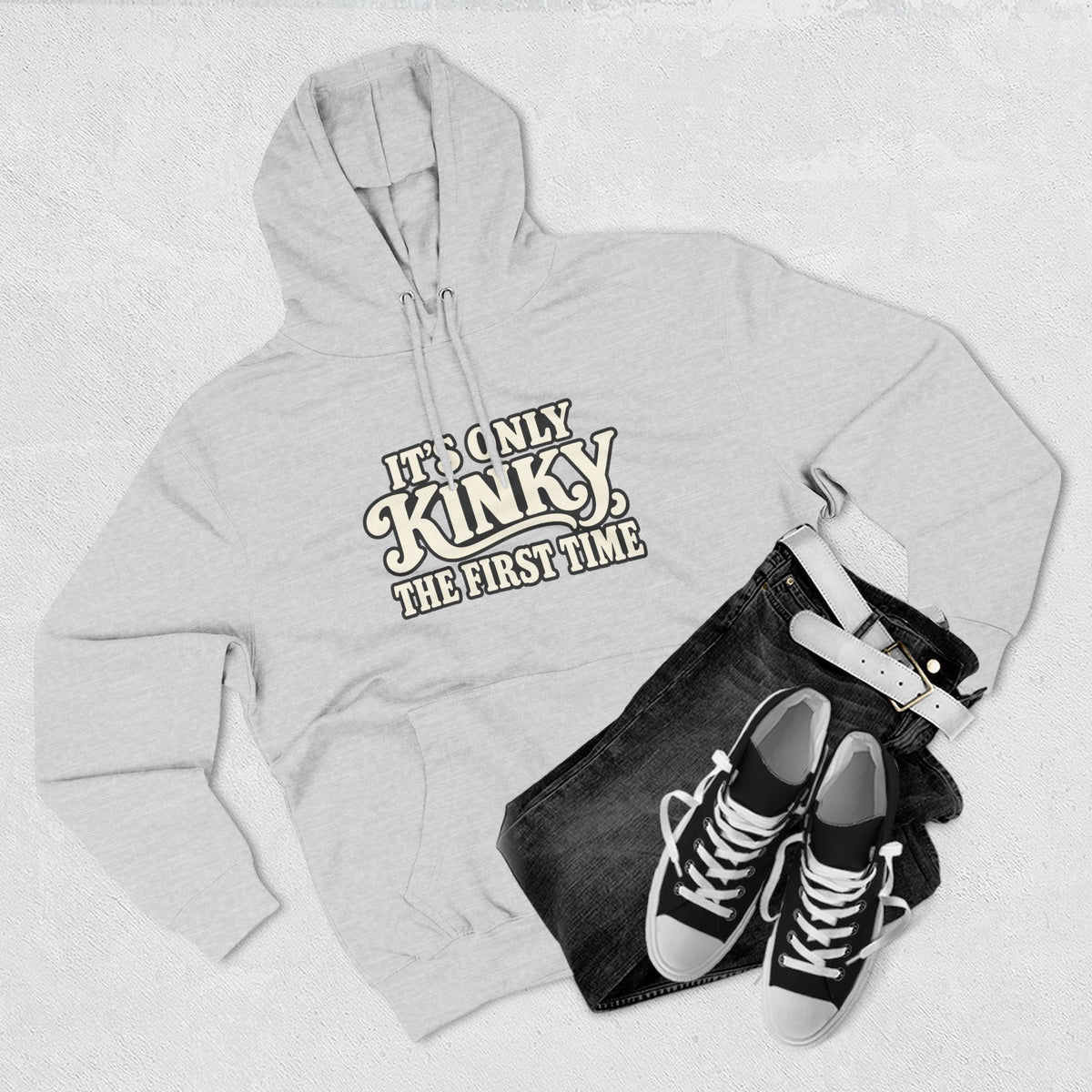 Kinky The First Time Hoodie — Funny Retro Script Graphic Sweatshirt