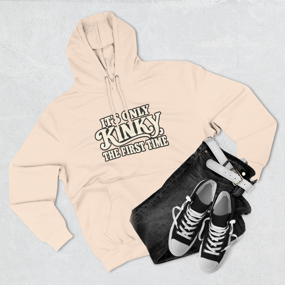 Kinky The First Time Hoodie — Funny Retro Script Graphic Sweatshirt