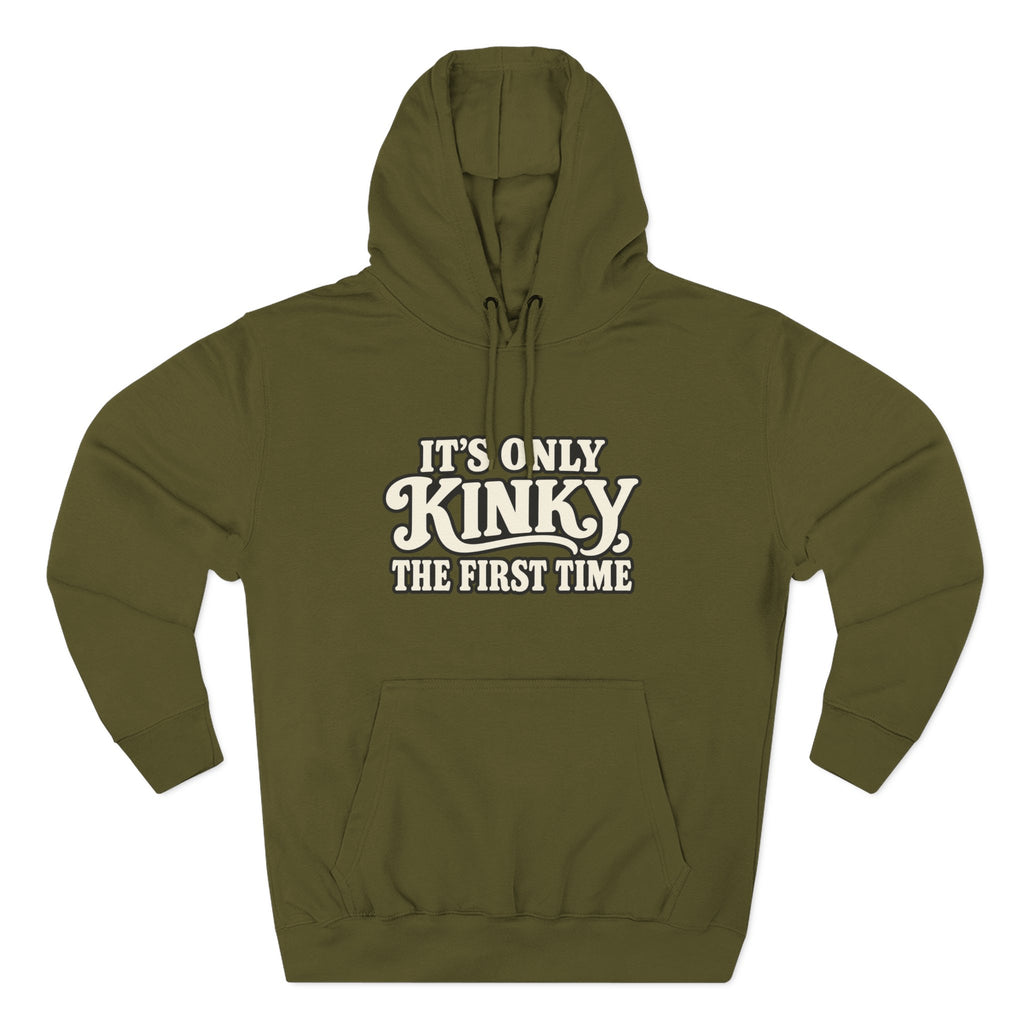 Kinky The First Time Hoodie — Funny Retro Script Graphic Sweatshirt